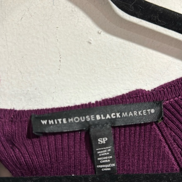 White House Black Market sweater plum purple bow back ribbed small petite - Picture 6 of 7
